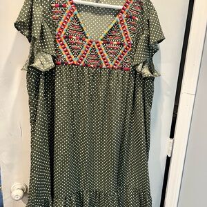 Women’s boho green 1x dress